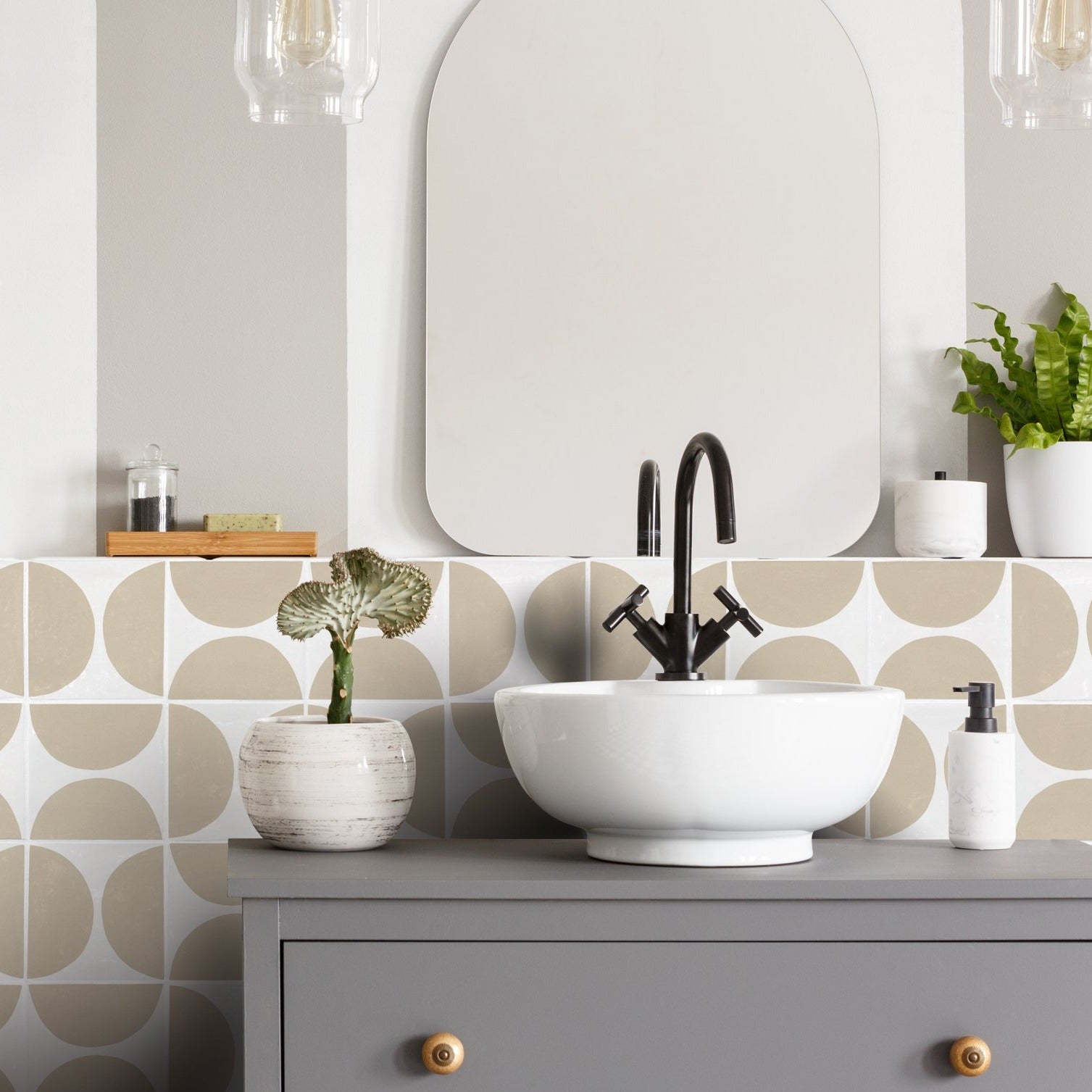 Arc Mushroom tiles in bathroom