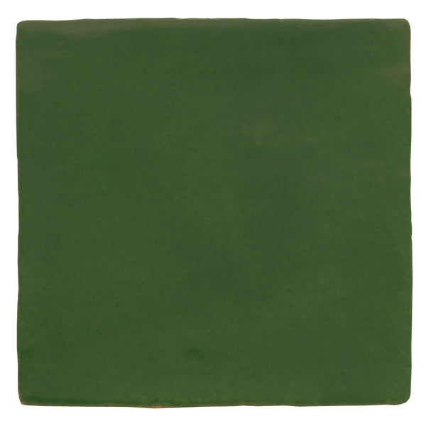 Glasshouse Spruce plain green hand painted tile
