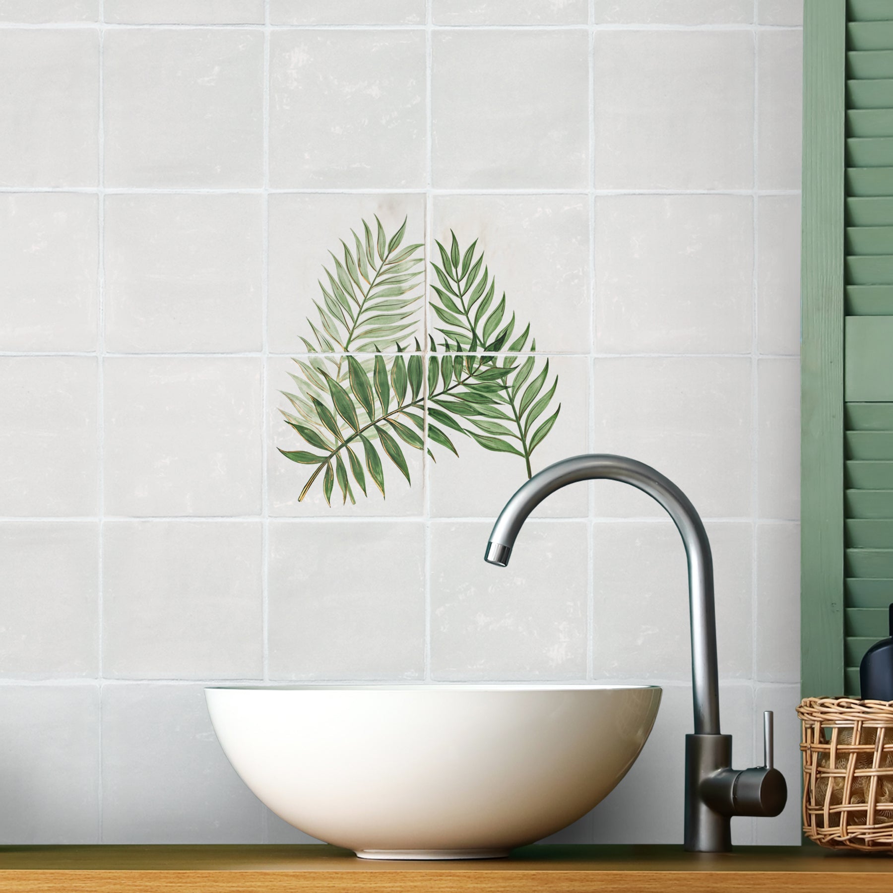 Glasshouse Parlour Palm 4 Tile Panel bathroom tile design