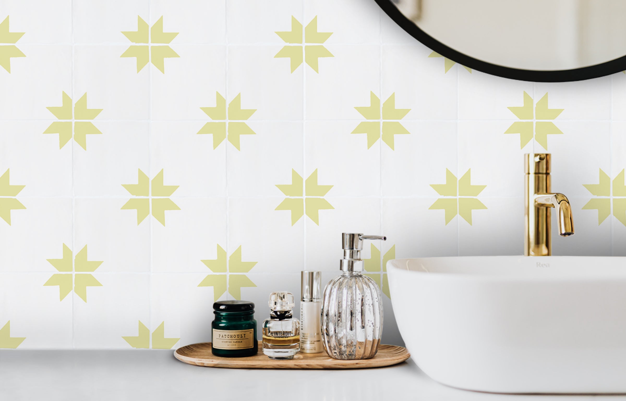 Stargazy Brimstone tiles in bathroom